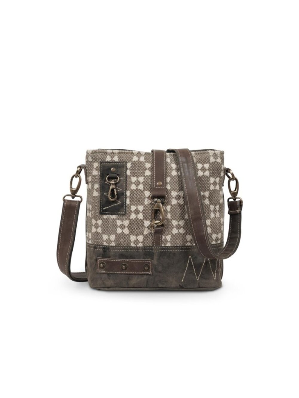 3B SHOUZO Messenger and Shoulder Bag - Upcycled Vintage Canvas & Leather
